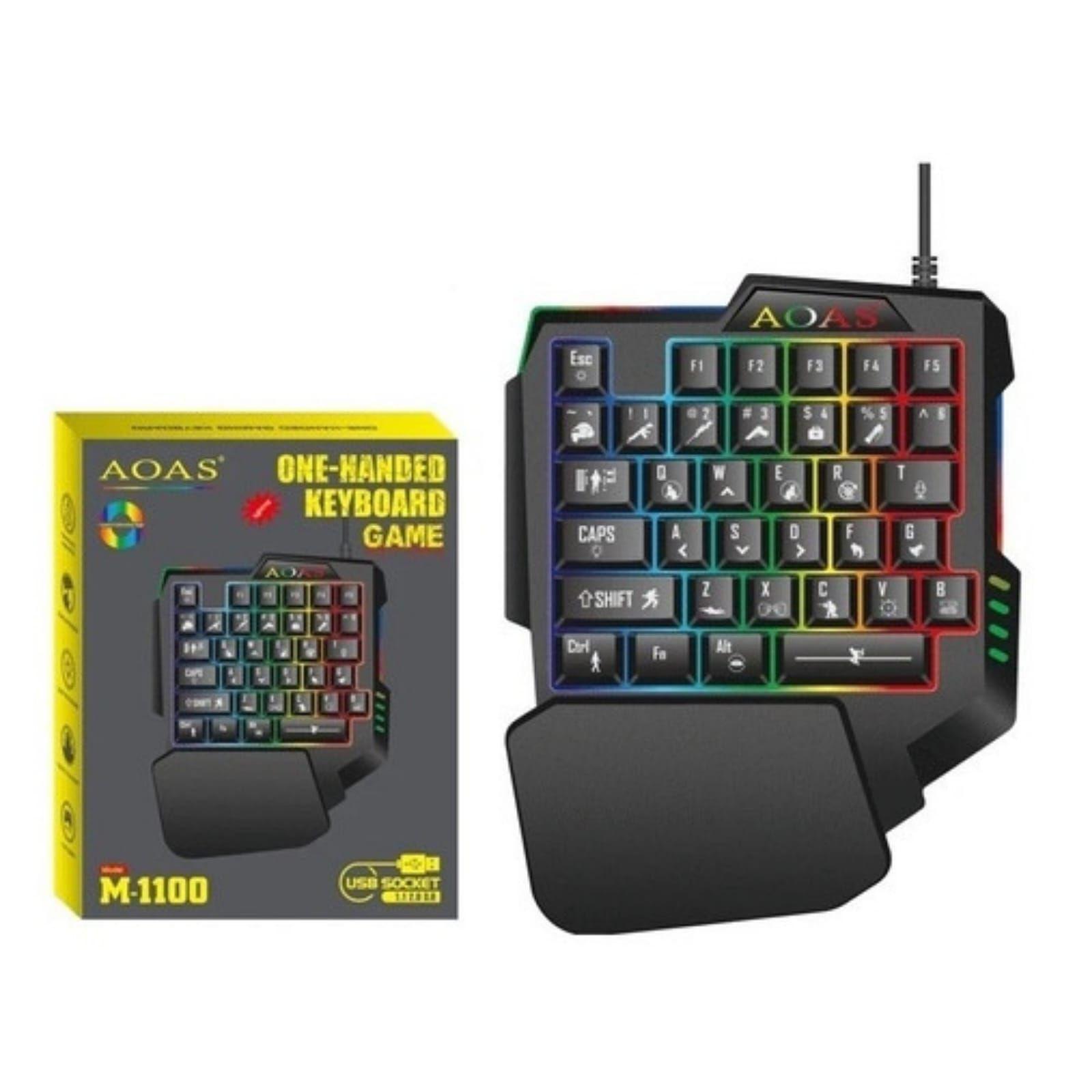 Teclado Gamer De 1 Mano Aoas M-1100 Negro-0