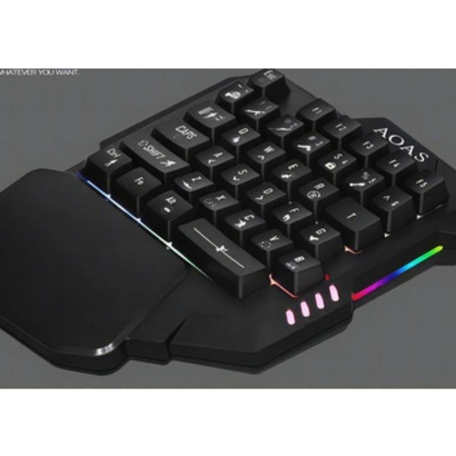 Teclado Gamer De 1 Mano Aoas M-1100 Negro-2