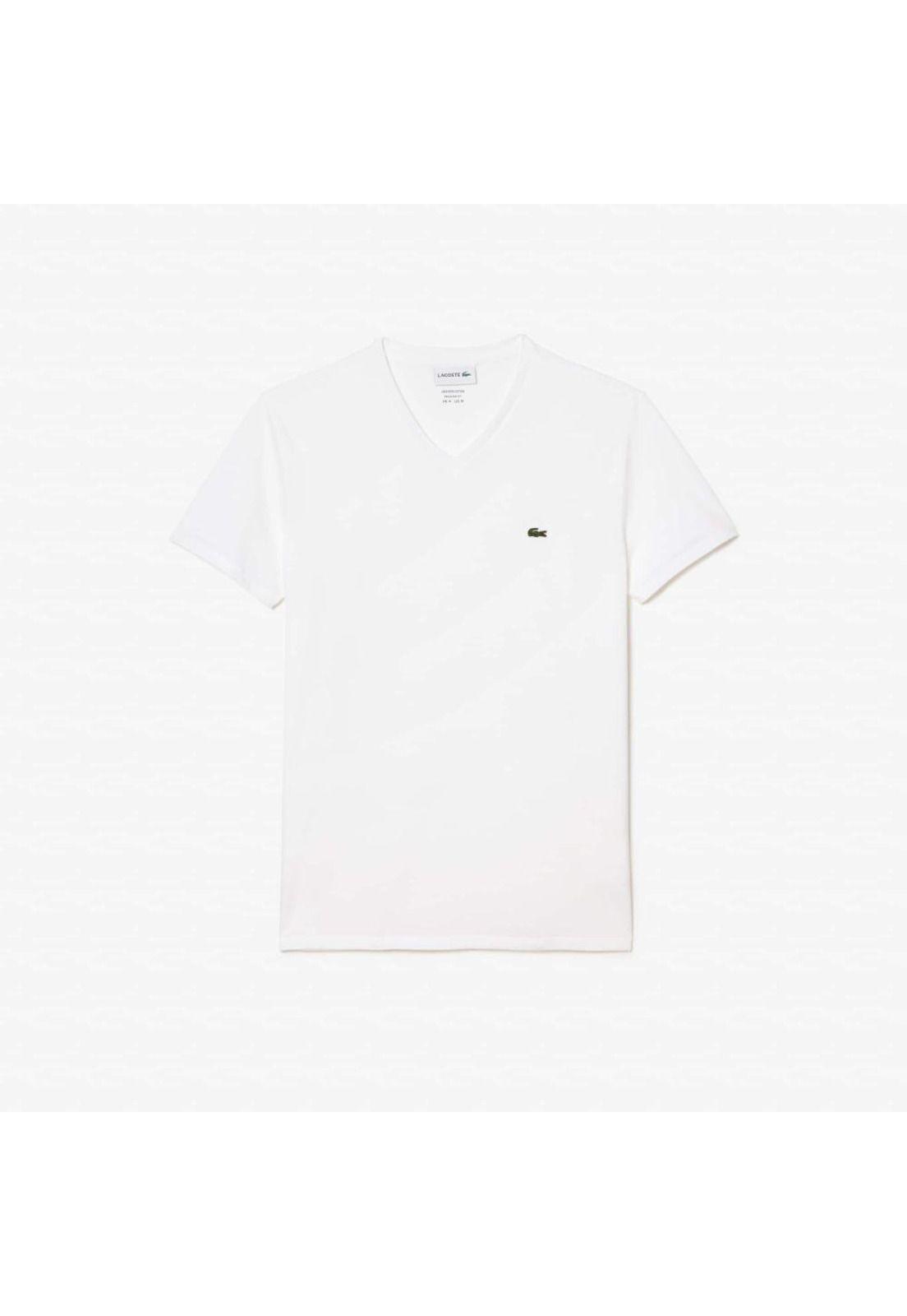 Polera Cuello V Hombre Lacoste TH6710 Blanco-1