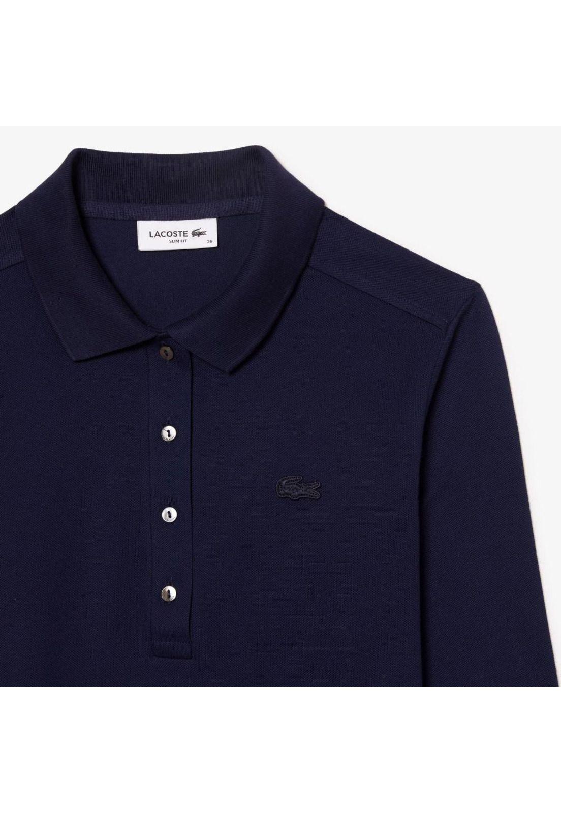 Polera Polo Algodón Mujer Lacoste PF5464 Azul-3