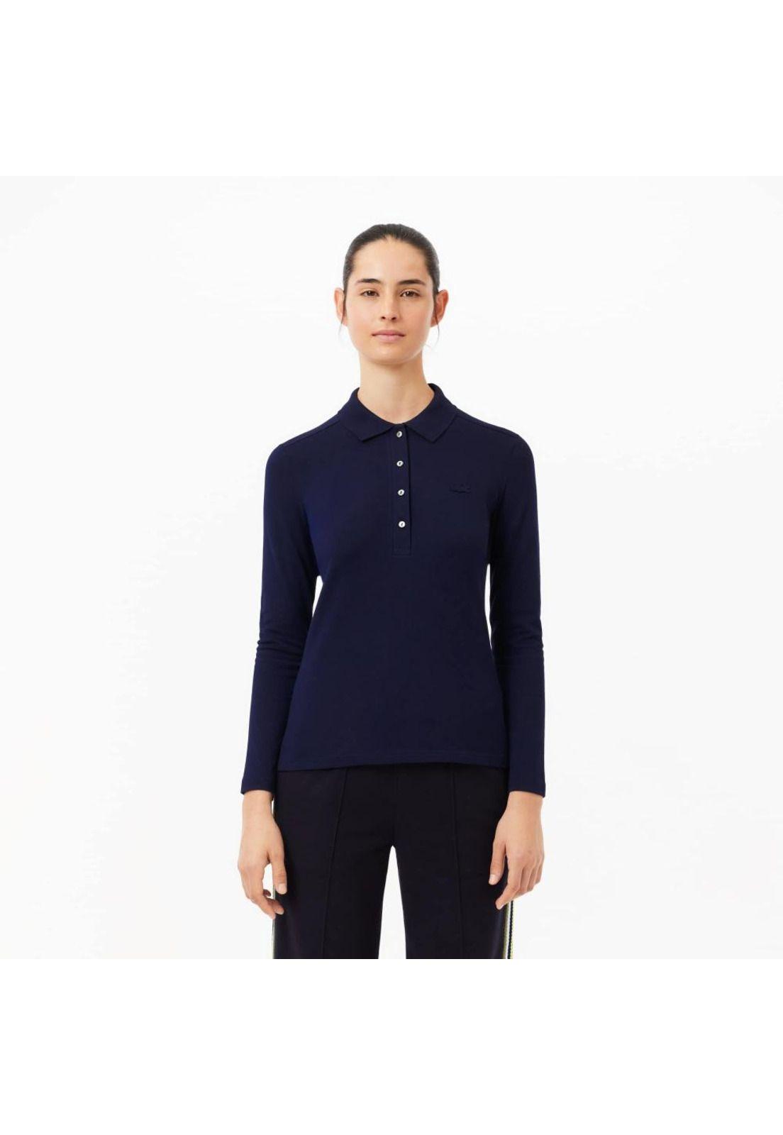 Polera Polo Algodón Mujer Lacoste PF5464 Azul-0