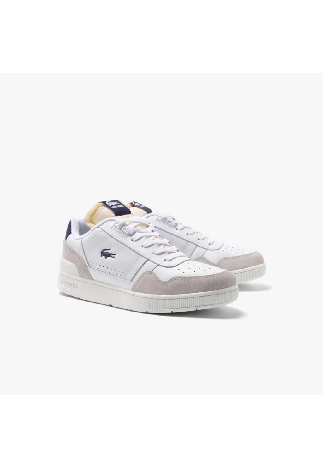 Zapatilla Lacoste T-Clip Cuero Hombre Blanco-1