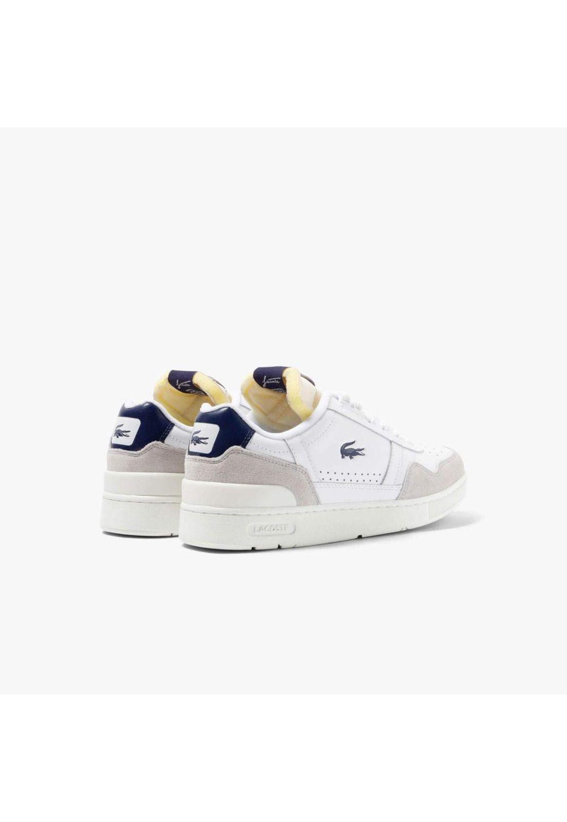Zapatilla Lacoste T-Clip Cuero Hombre Blanco-2