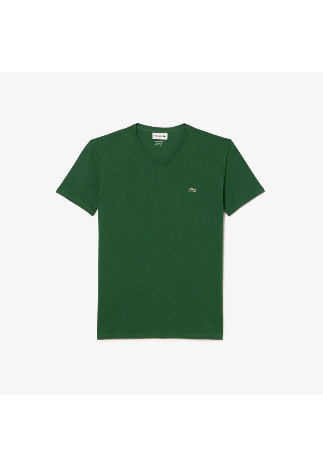 Polera Cuello V Hombre Lacoste TH6710 Verde-1