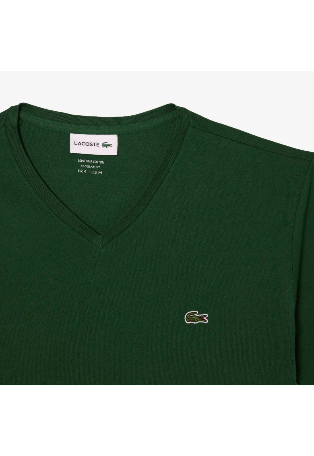 Polera Cuello V Hombre Lacoste TH6710 Verde-5