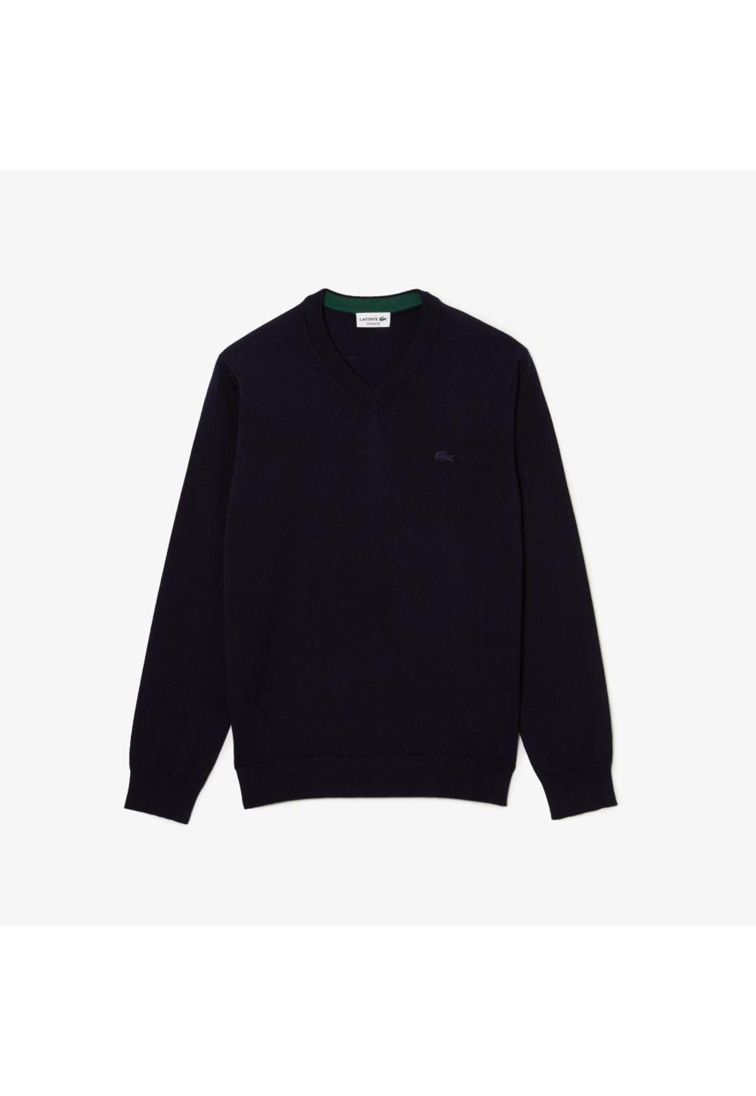 Sweater Cuello V Hombre Lacoste AH1990 Negro-1