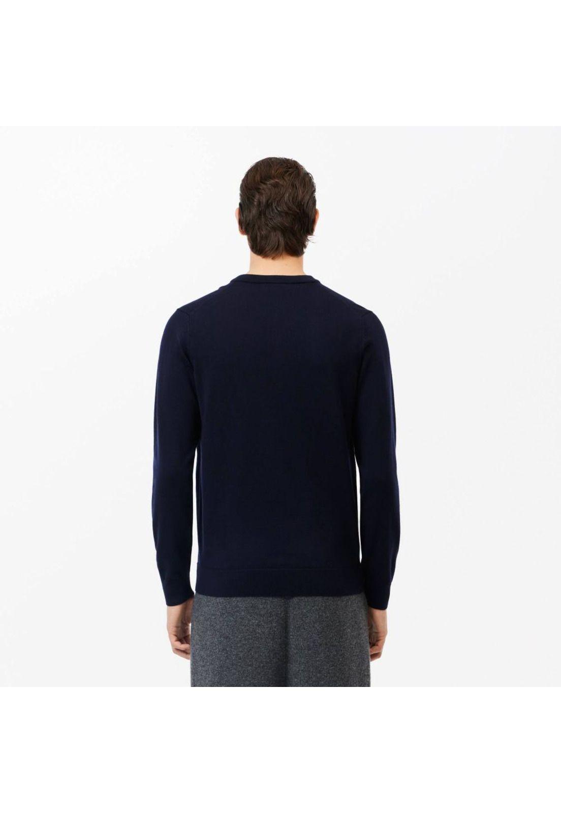 Sweater Cuello V Hombre Lacoste AH1990 Negro-2