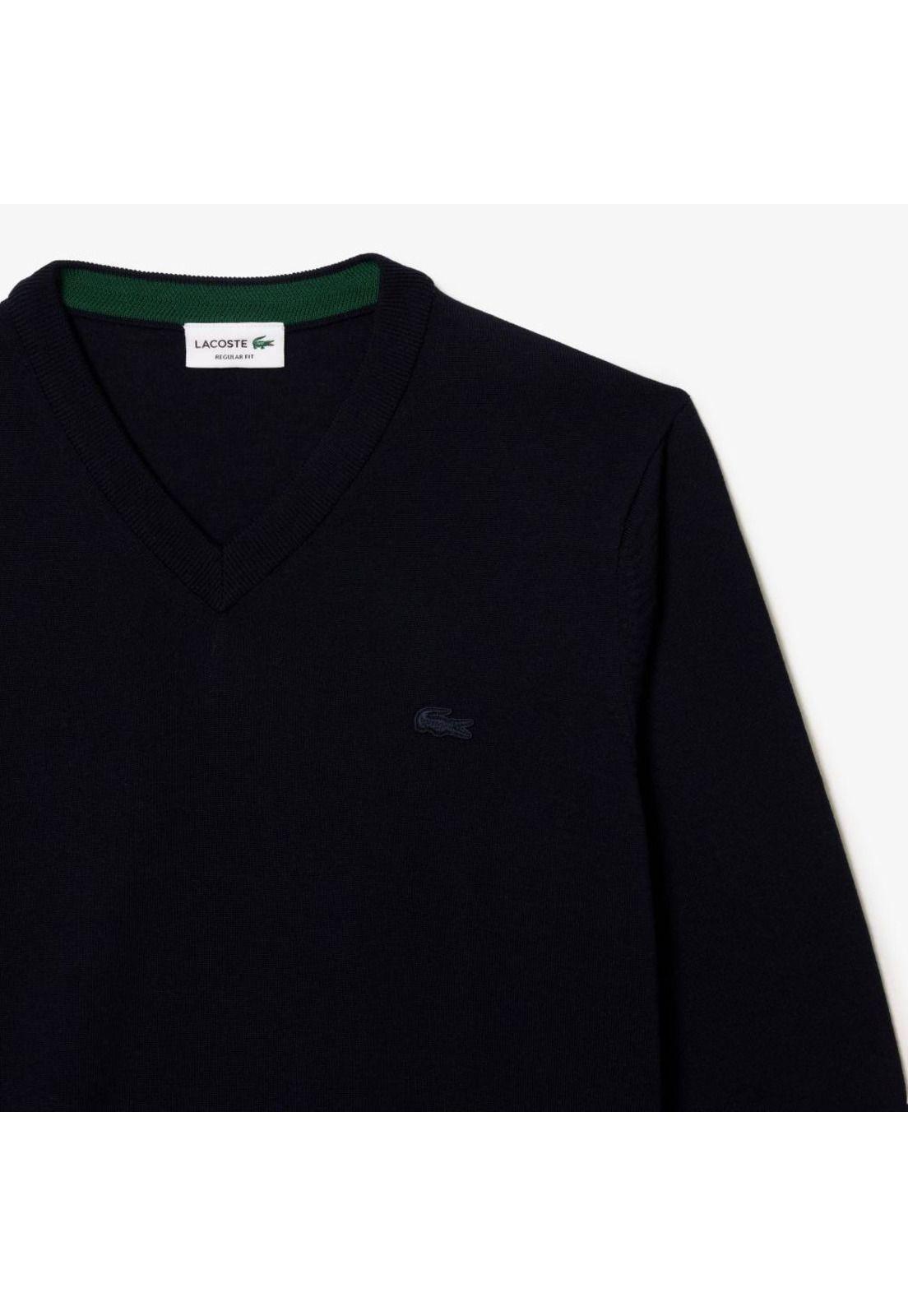 Sweater Cuello V Hombre Lacoste AH1990 Negro-3