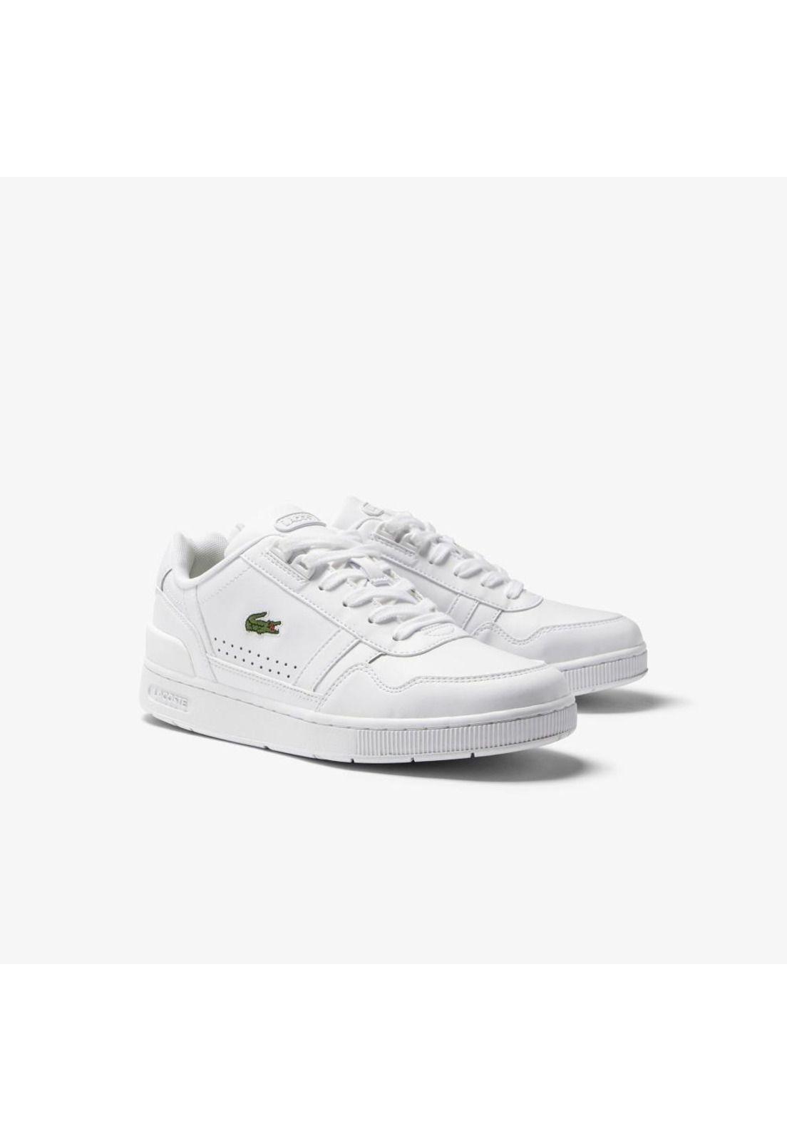 Zapatilla Lacoste T-Clip Cuero Mujer Blanco-1