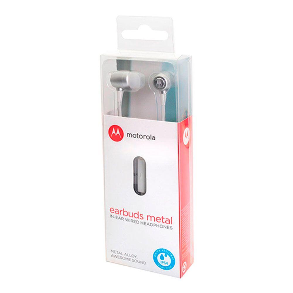 Audífonos Motorola Earbuds Metal Original Plateado-0