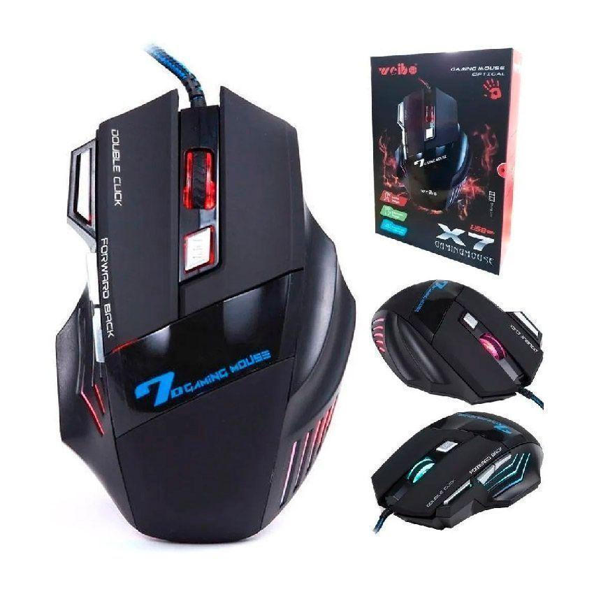 Mouse Gamer Weibo X7 3200DPI Ergonómico Iluminado-3