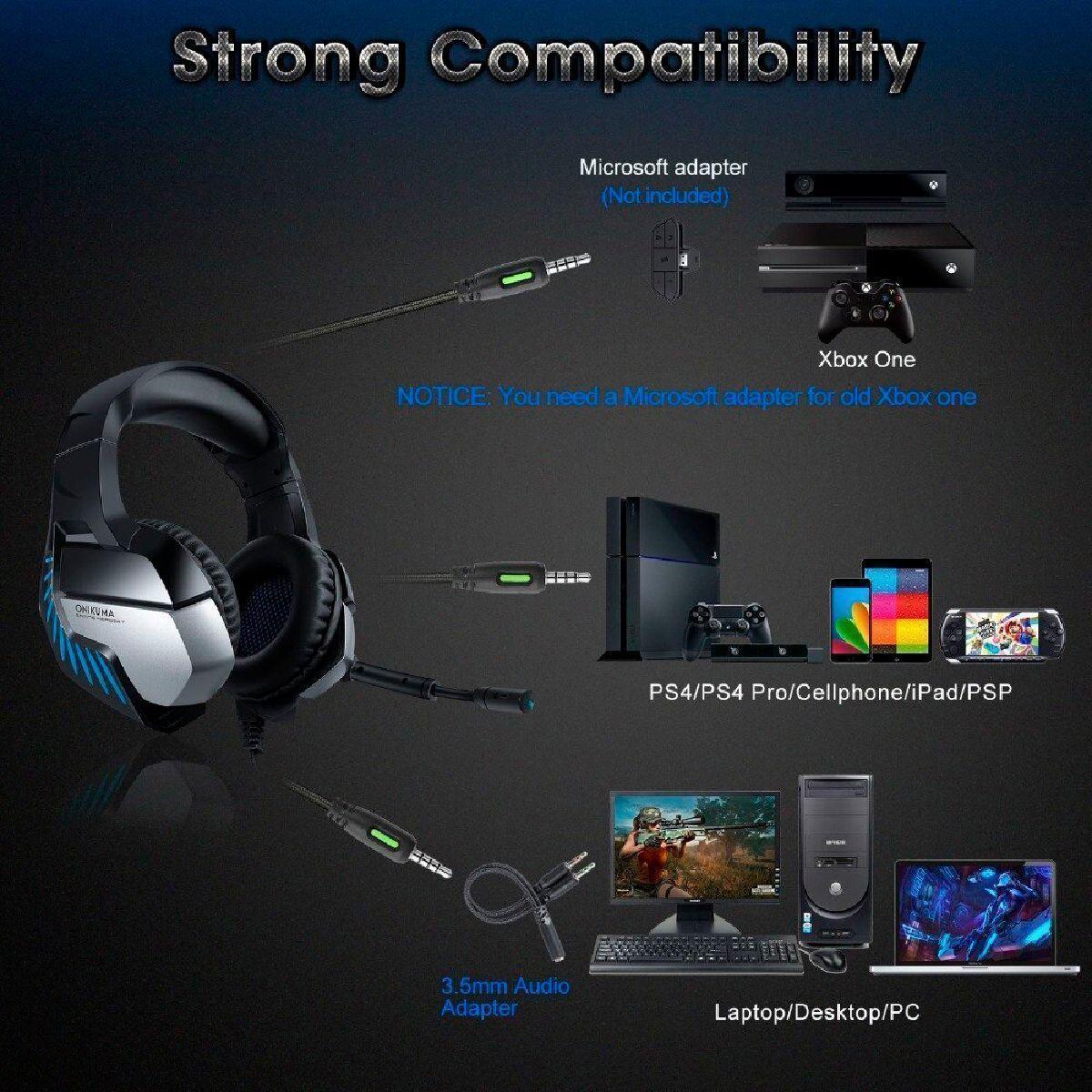 Audifonos Gamer Onikuma K5 PRO Black Blue-4