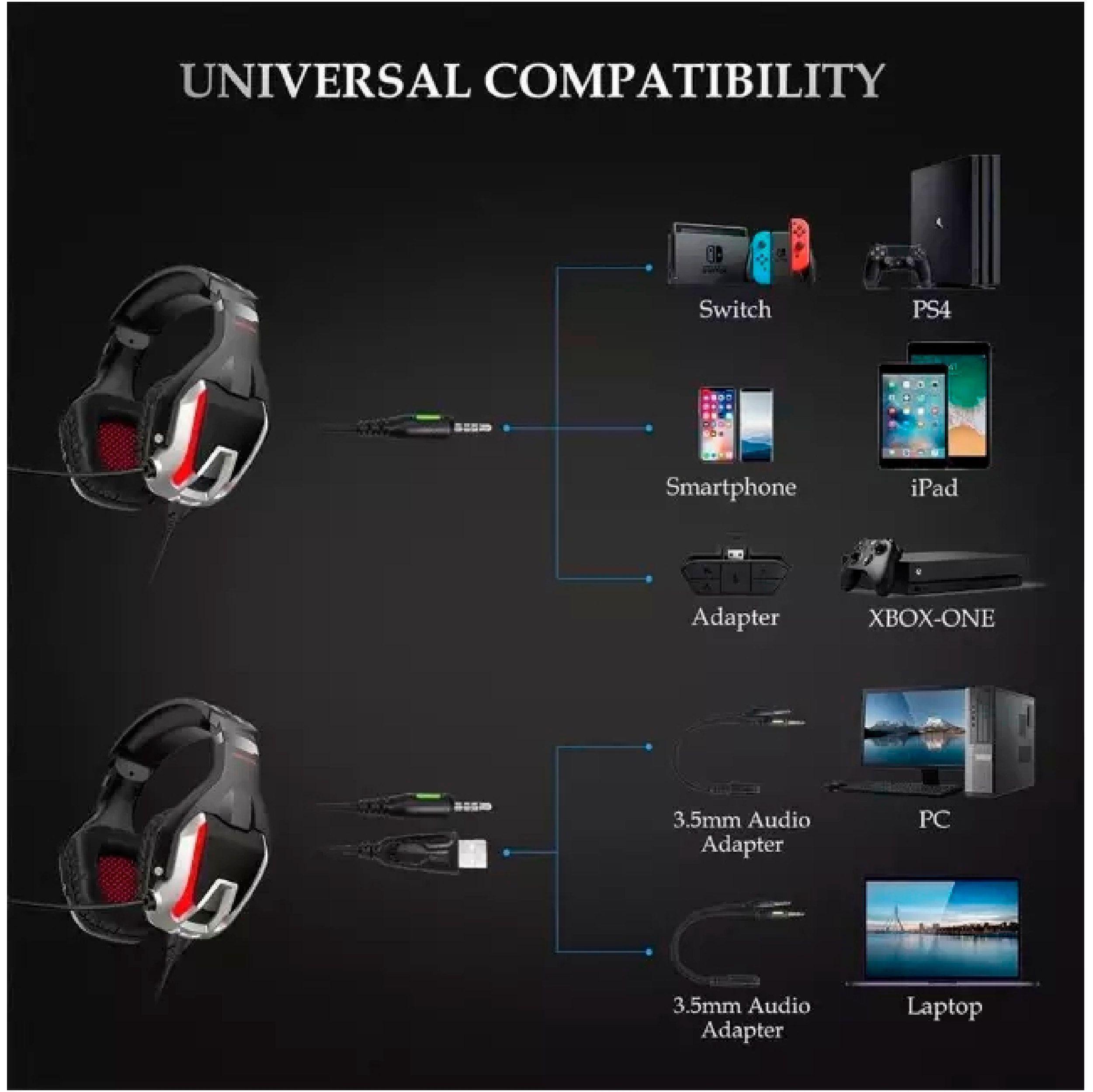 Audifonos Gamer Onikuma K12 Rojo-3