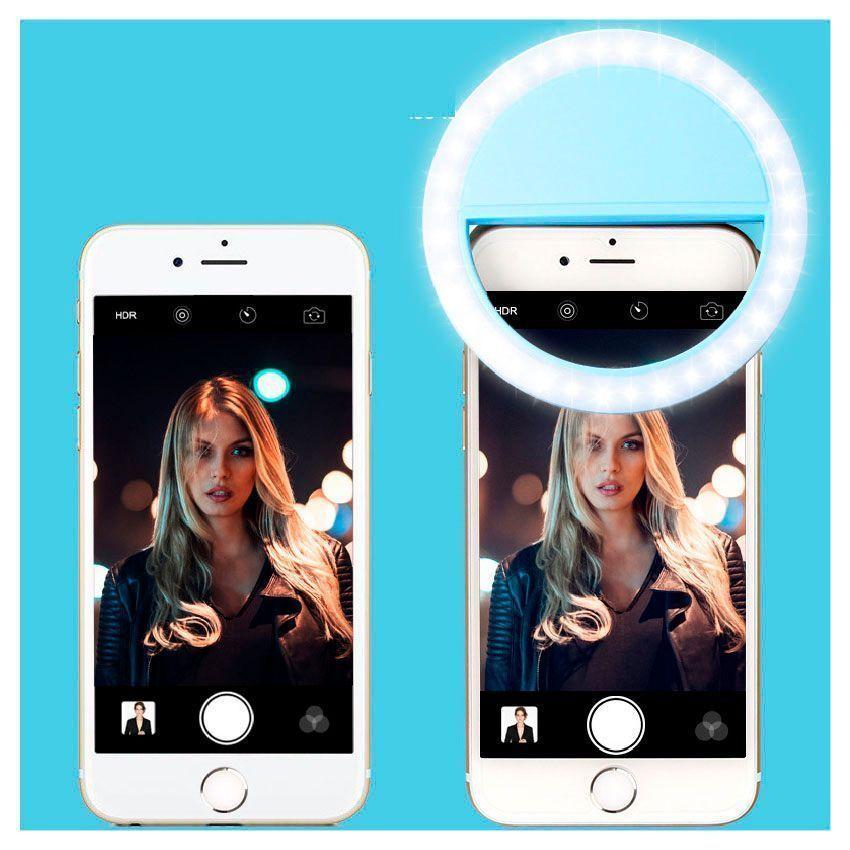 Aro de Luz LED Selfie Portable Usb 3 Tonos Celeste-2