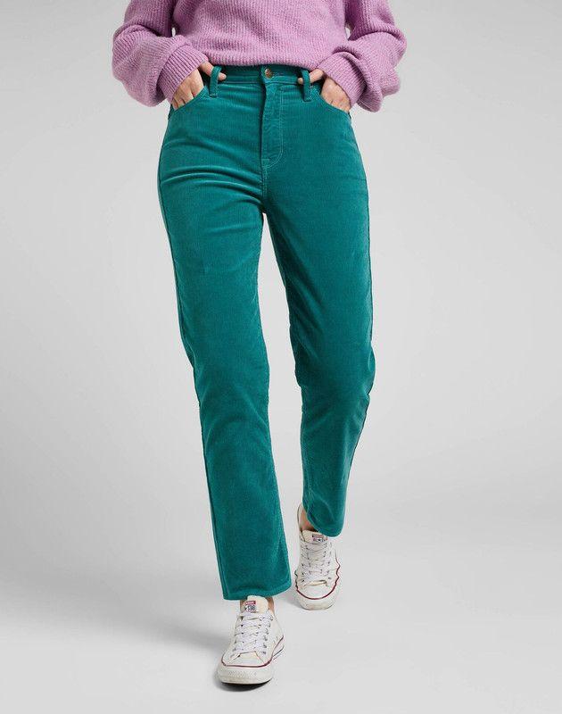 Jeans Carol Straight Tiro Alto Verde-0