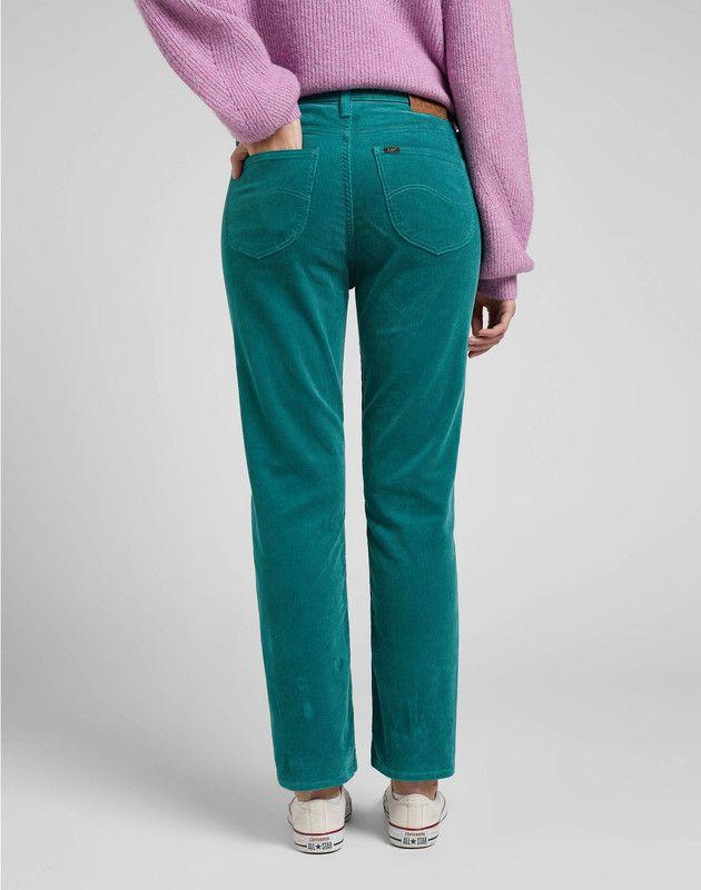 Jeans Carol Straight Tiro Alto Verde-1