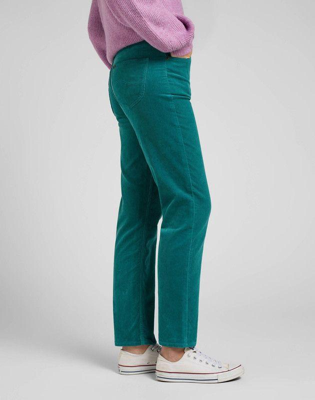 Jeans Carol Straight Tiro Alto Verde-3