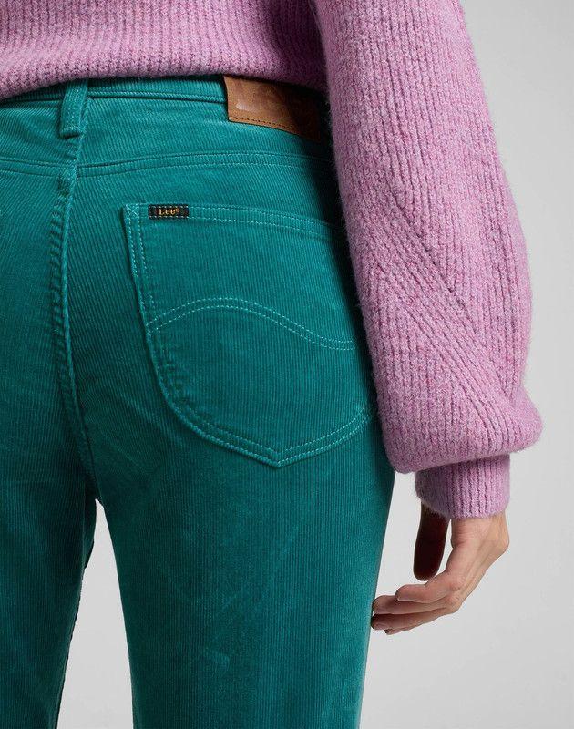 Jeans Carol Straight Tiro Alto Verde-4