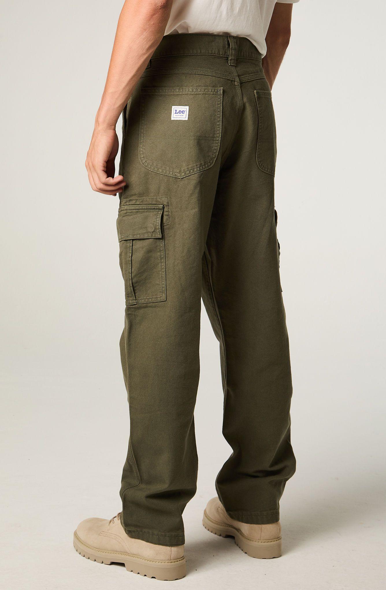 Pantalon Hombre Cargo Verde Relaxed -2