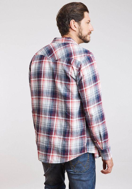 Camisa Hombre Western Shirt Red Blue Plaid-1