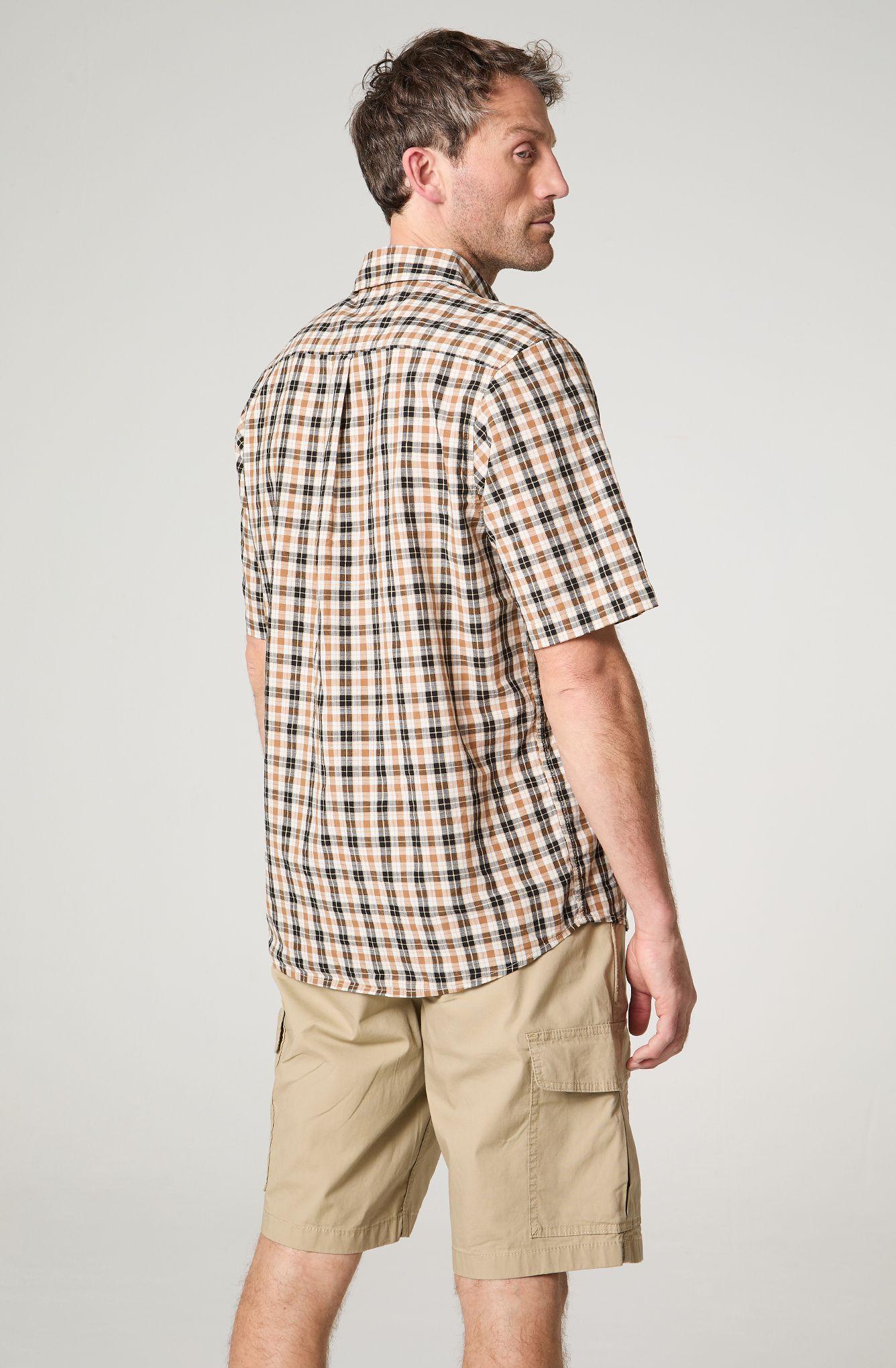 Camisa  Manga Corta Con Diseño Cuadros 1 Bolsillo-4
