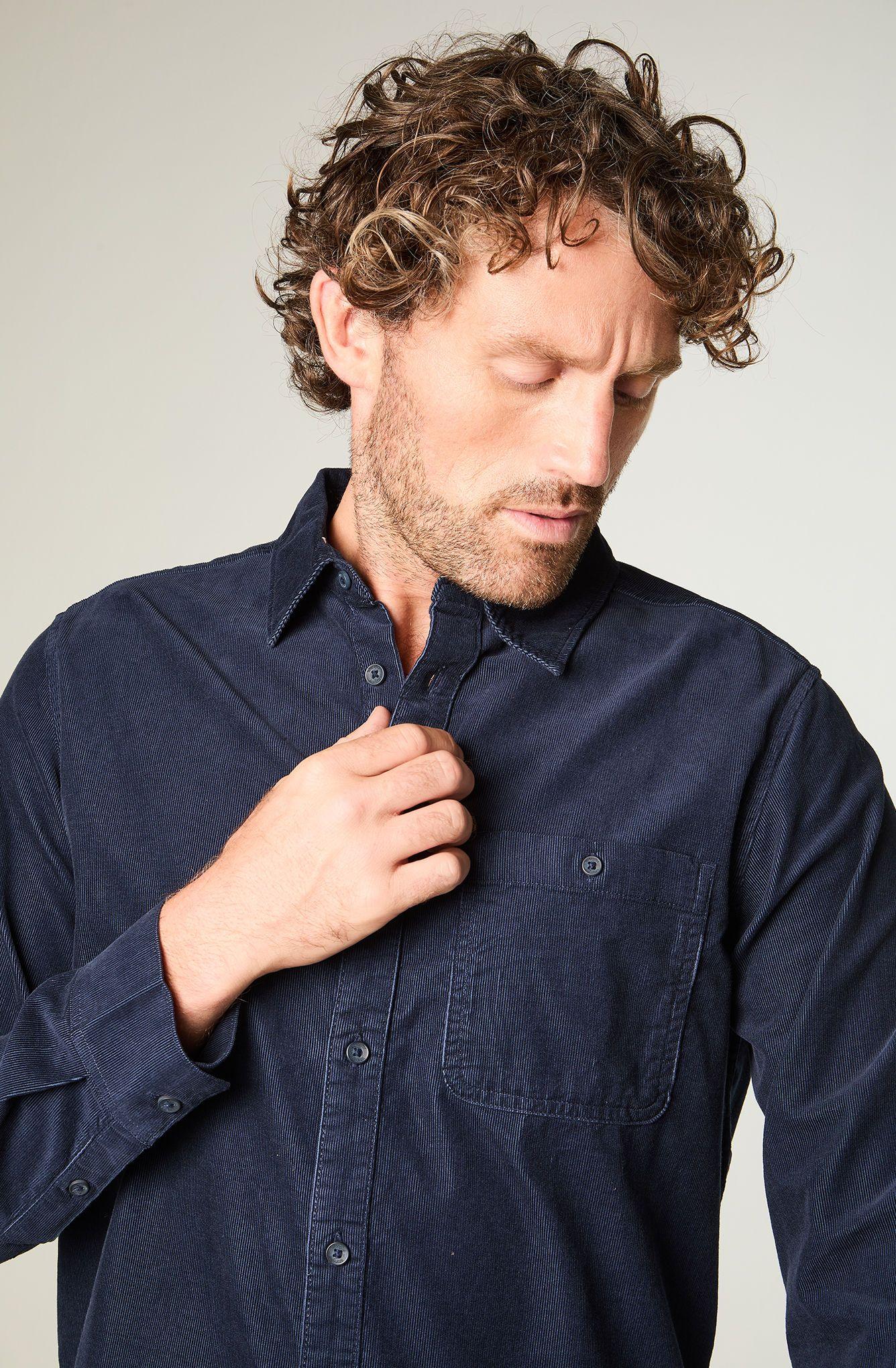 Camisa Hombre 1 Pocket Corduroy Regular Fit Azul -2