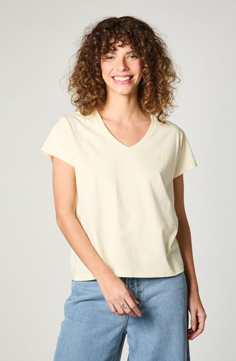 Polera Mujer Relaxed V Neck Yellow-0