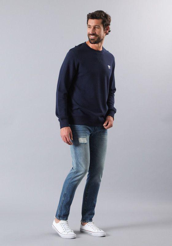 Jeans Larston Slim Tiro Medio Azul -2