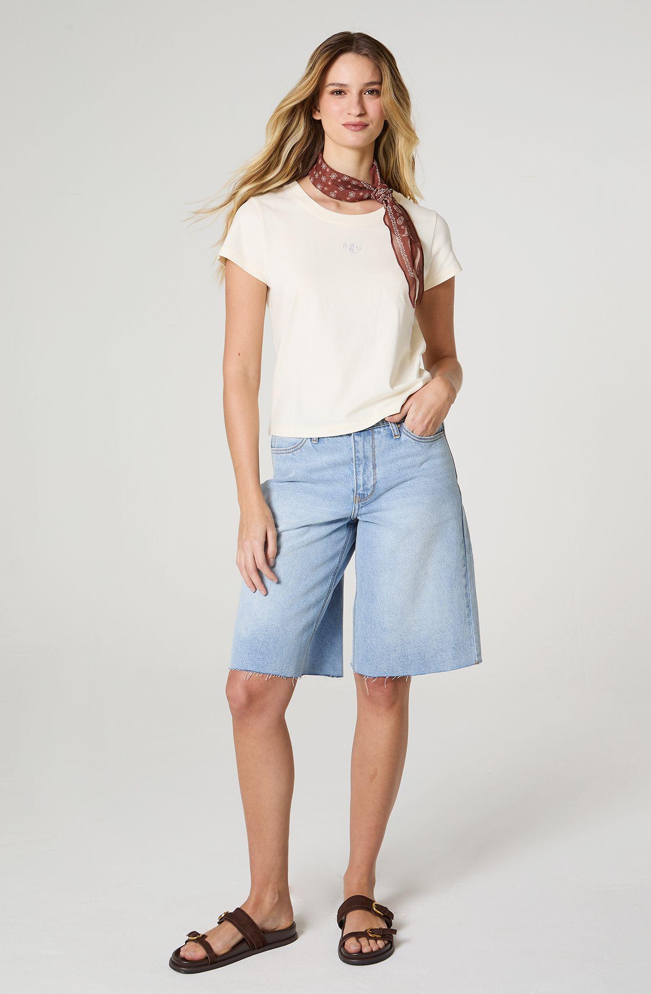 Polera Mujer Crop Manga Corta Regular Fit 100% Cotton-0