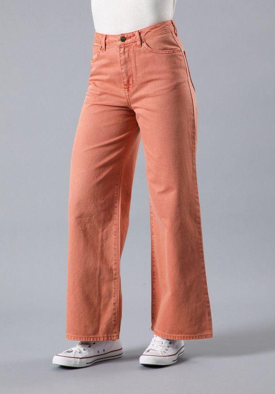 Jeans Stella A Line Relaxed Fit Tiro Alto Naranjo-0