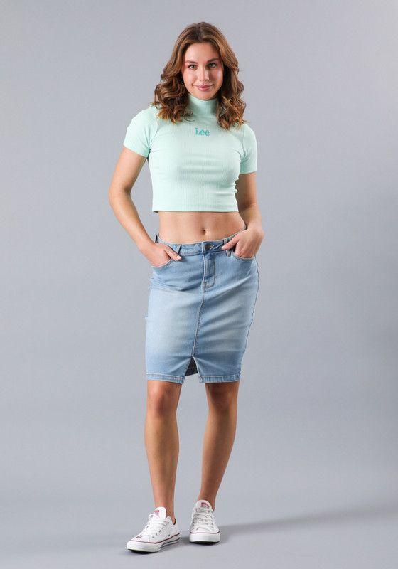 Falda Regular Tiro Medio Azul Claro-2