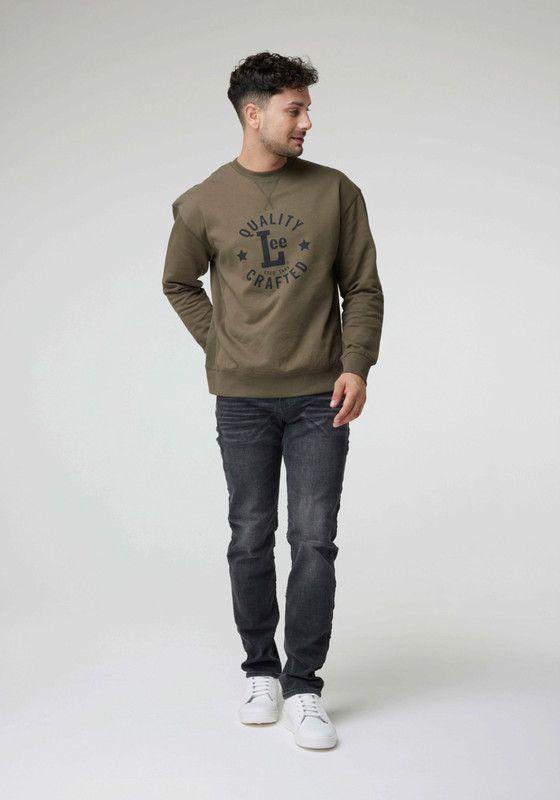 Poleron Hombre  Ls Crew Sws Print Militar Green-3
