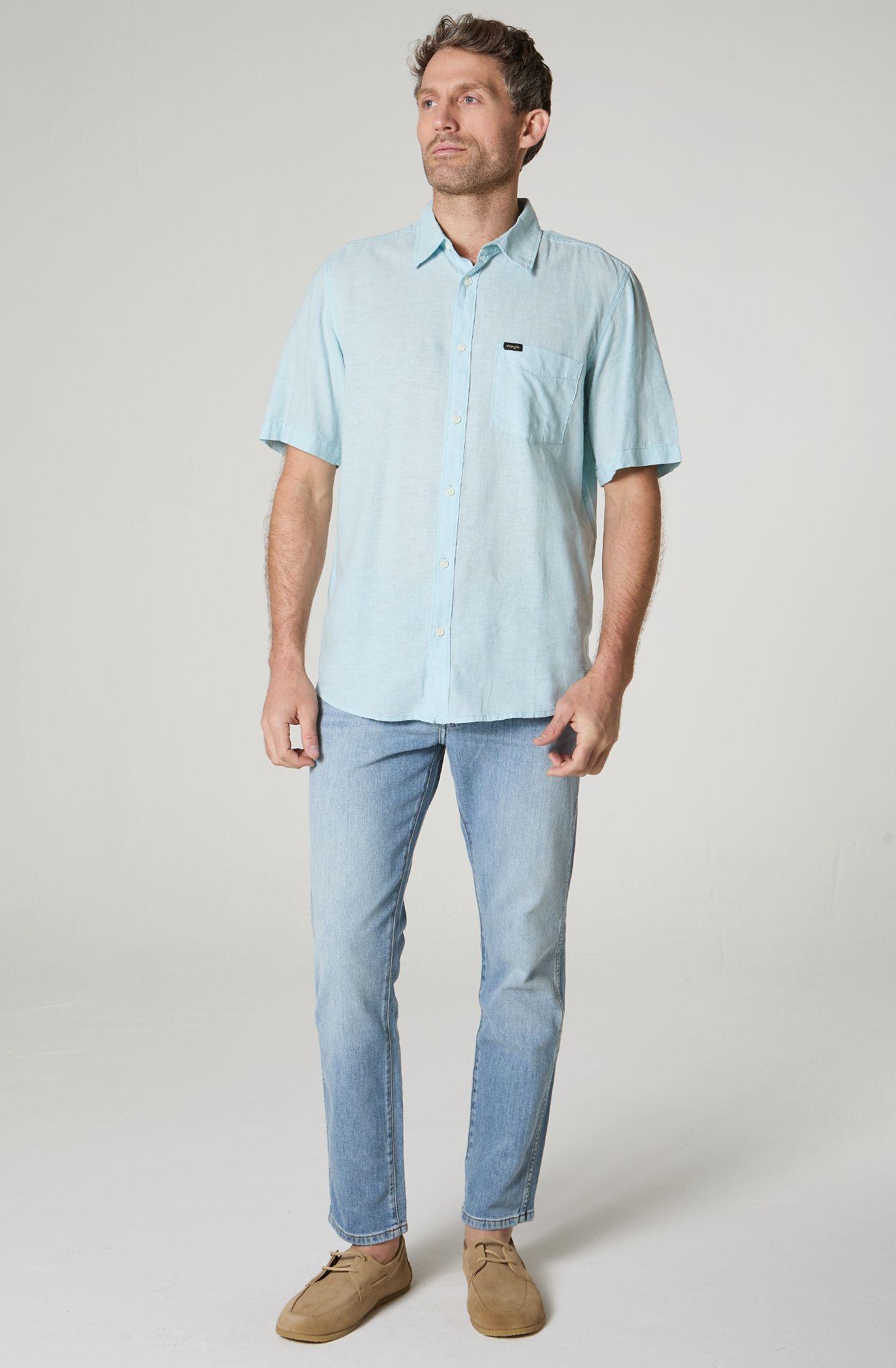 Camisa Hombre Manga Larga Lino 1 Bolsillo Regular Fit-0