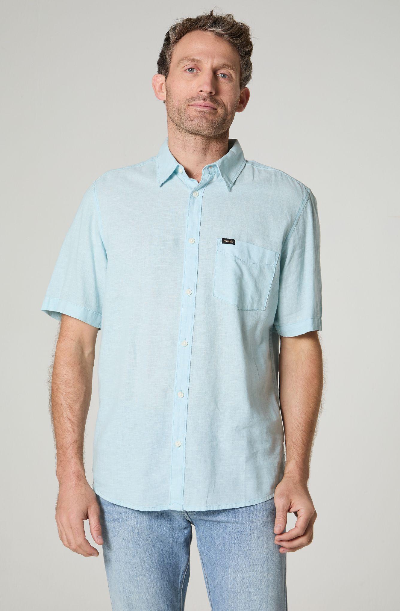 Camisa Hombre Manga Larga Lino 1 Bolsillo Regular Fit-1