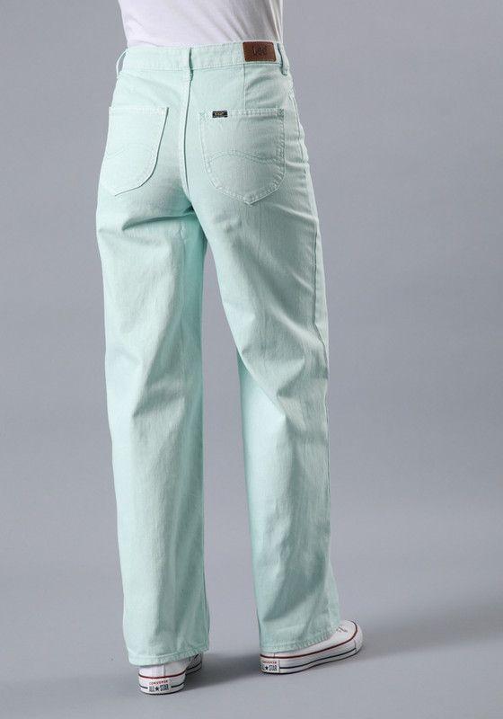 Jeans Stella A Line Relaxed Fit Tiro Alto Verde-1