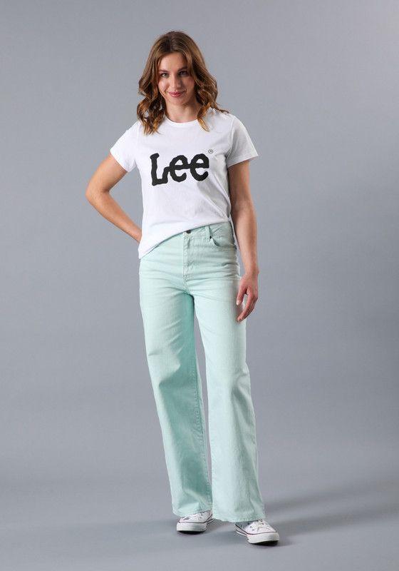 Jeans Stella A Line Relaxed Fit Tiro Alto Verde-2