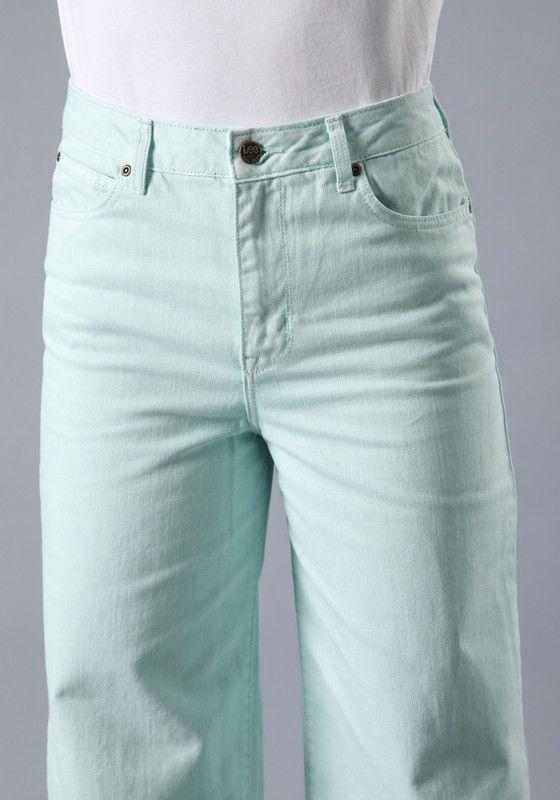 Jeans Stella A Line Relaxed Fit Tiro Alto Verde-3