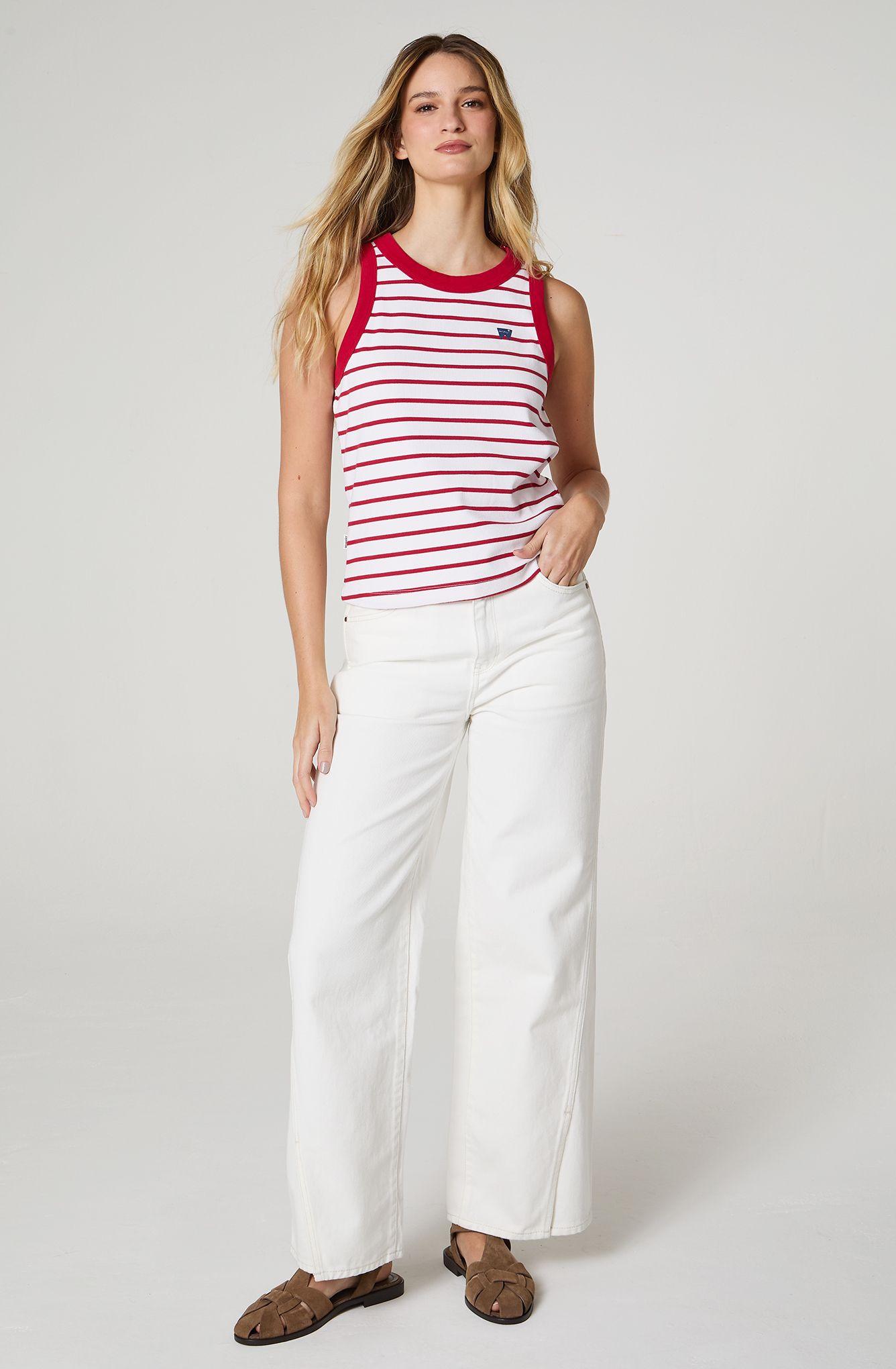 Polera Mujer Ringer Tank Sin Mangas Slim Fit-0