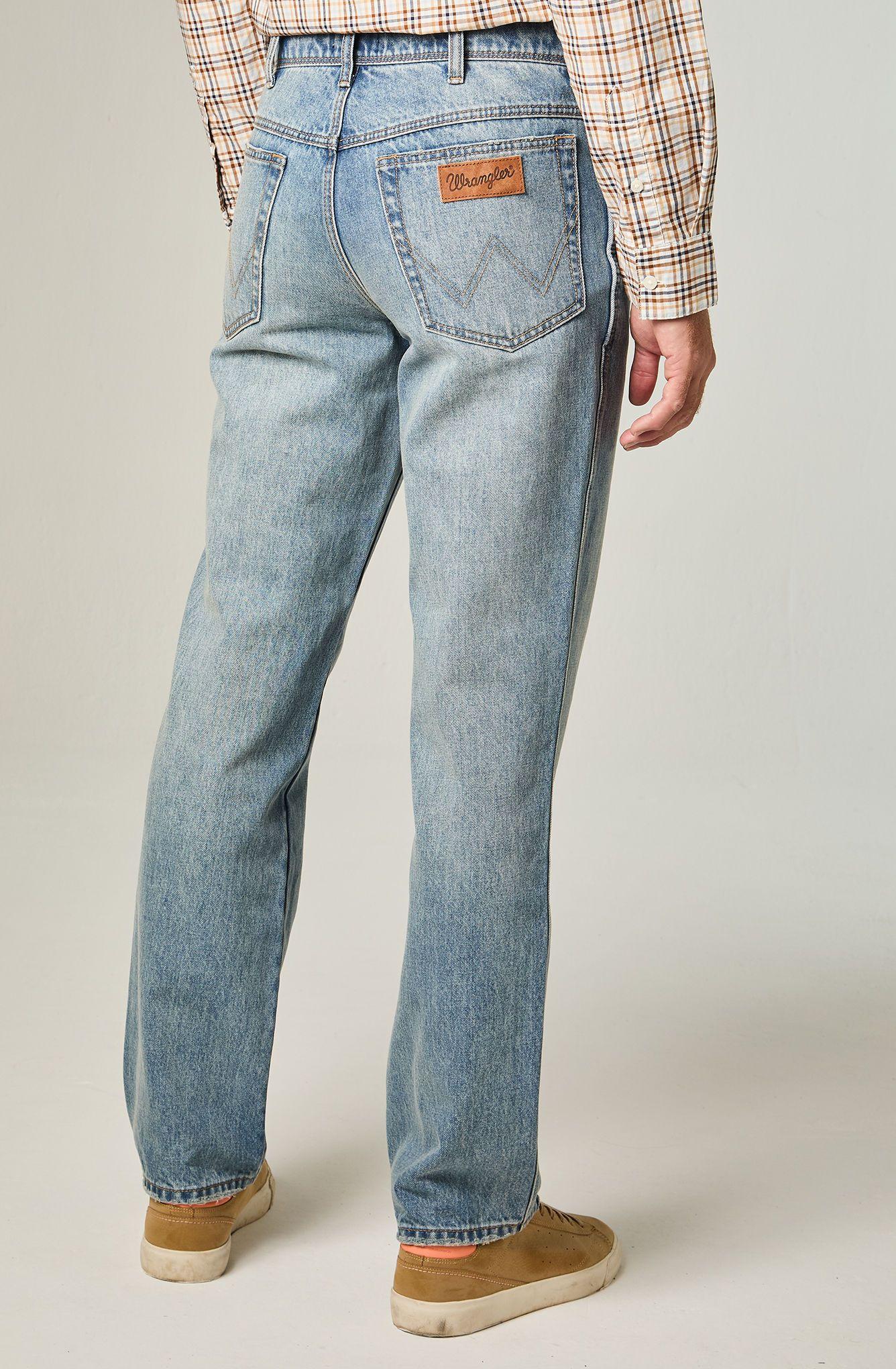 Jeans Hombre Wrangler Texas Straight Tiro Alto Blue-2