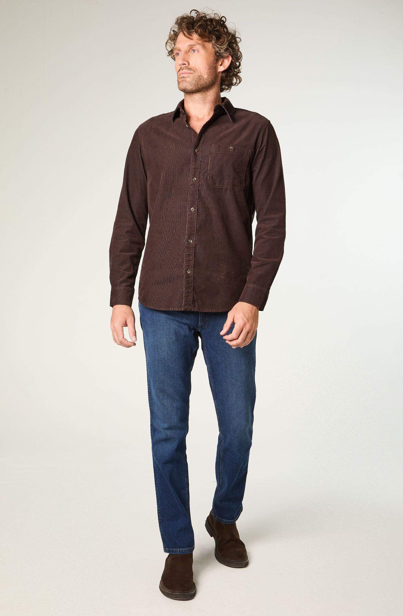 Camisa Hombre 1 Pocket Corduroy Regular Fit Café Oscuro -1