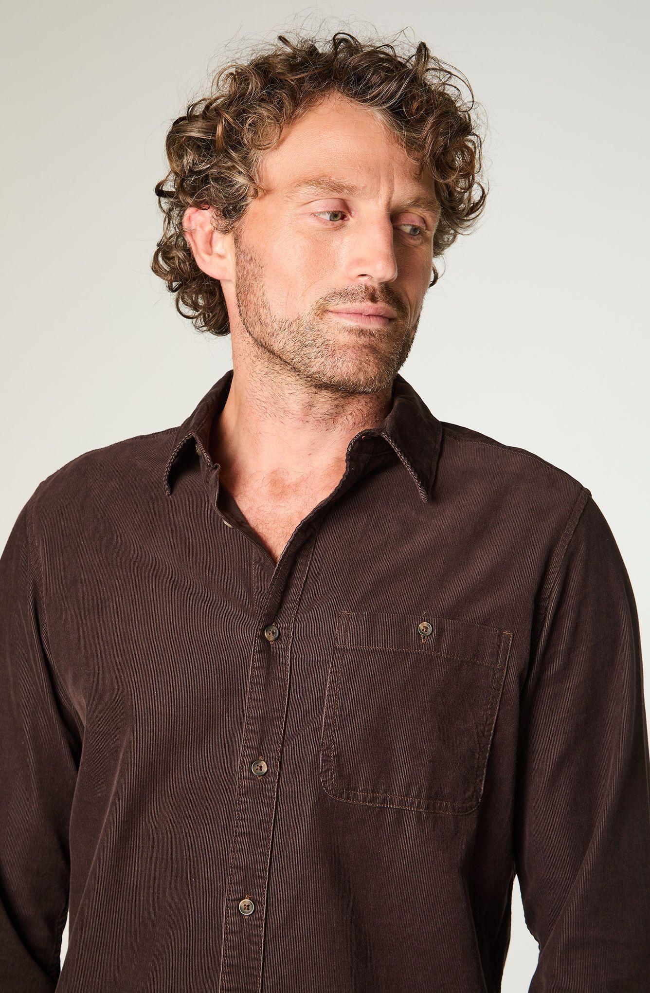 Camisa Hombre 1 Pocket Corduroy Regular Fit Café Oscuro -2