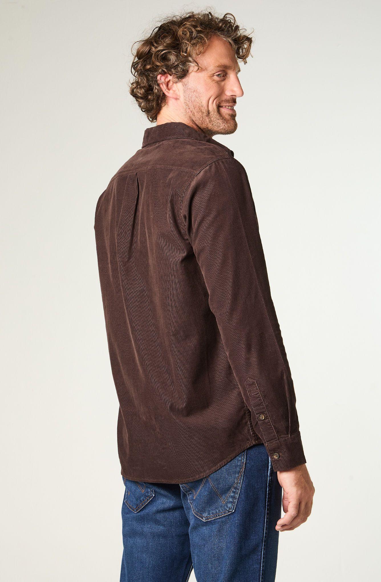 Camisa Hombre 1 Pocket Corduroy Regular Fit Café Oscuro -3