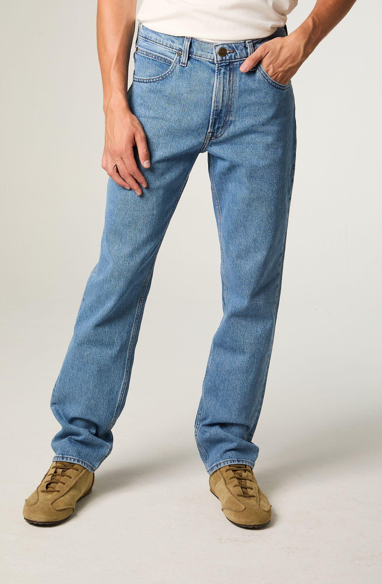 Jeans Hombre Straight Tiro Alto Celeste Brooklyn -0