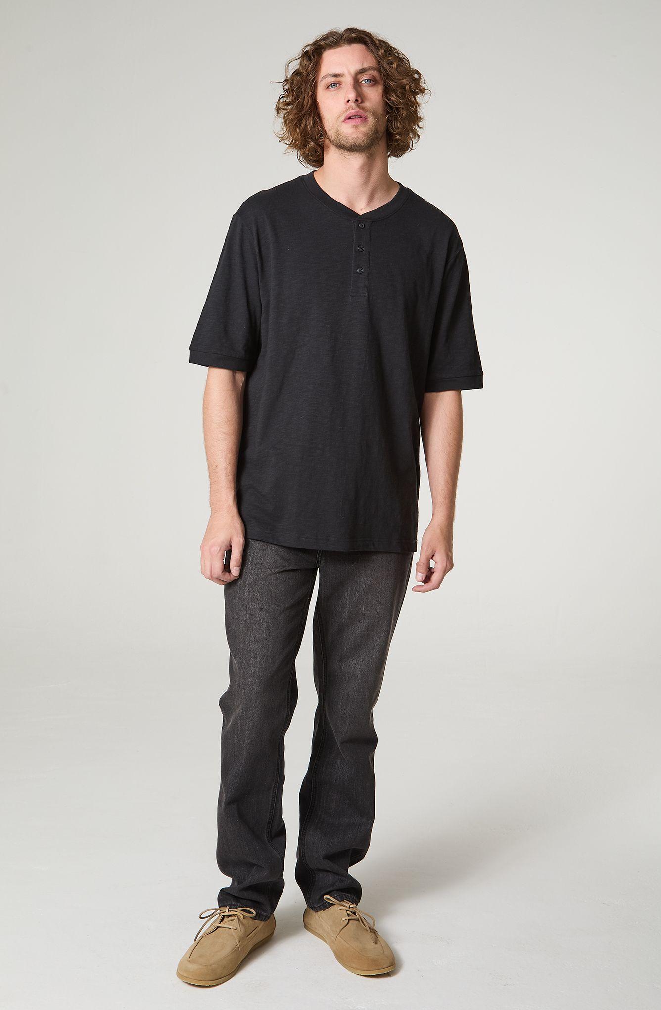 Polera Hombre Manga Corta  Henley Regular  Fit Botones-0