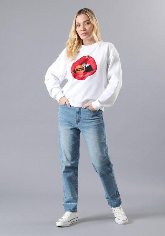 Jeans Tiro Alto Mom Fit Azul   -2