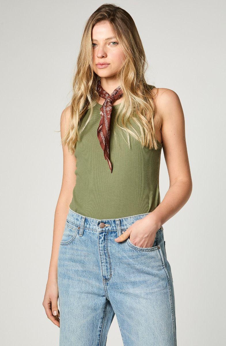 Polera Mujer Ringer Tank Green-0