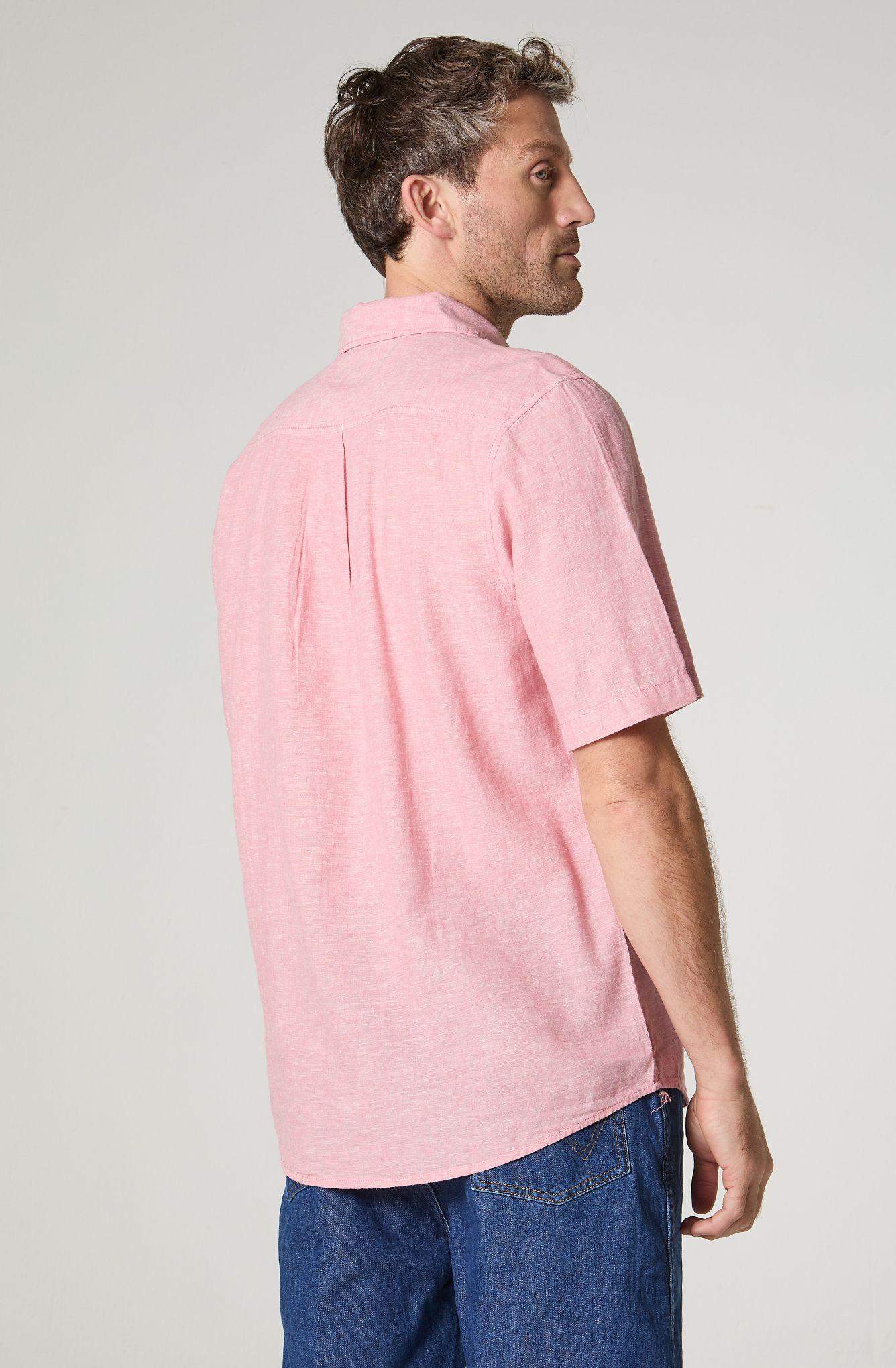 Camisa Hombre Manga Corta Lino 1 Bolsillo Regular Fit-3