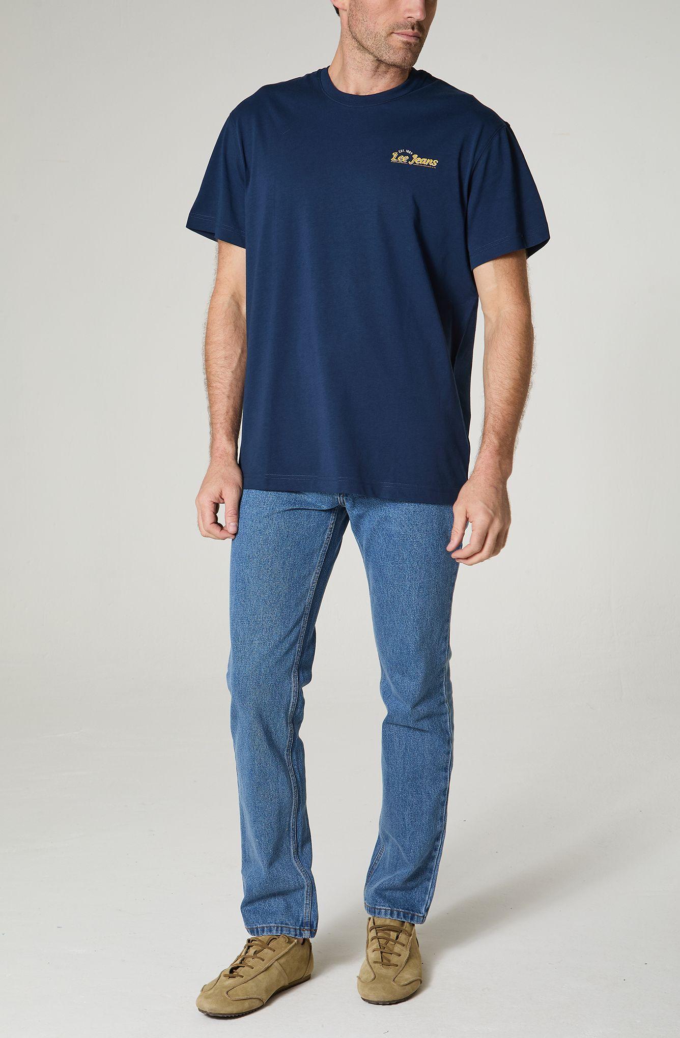 Polera Hombre Cuello Redondo Manga Corta  Con Estampado En Espalda Regular Fit-0