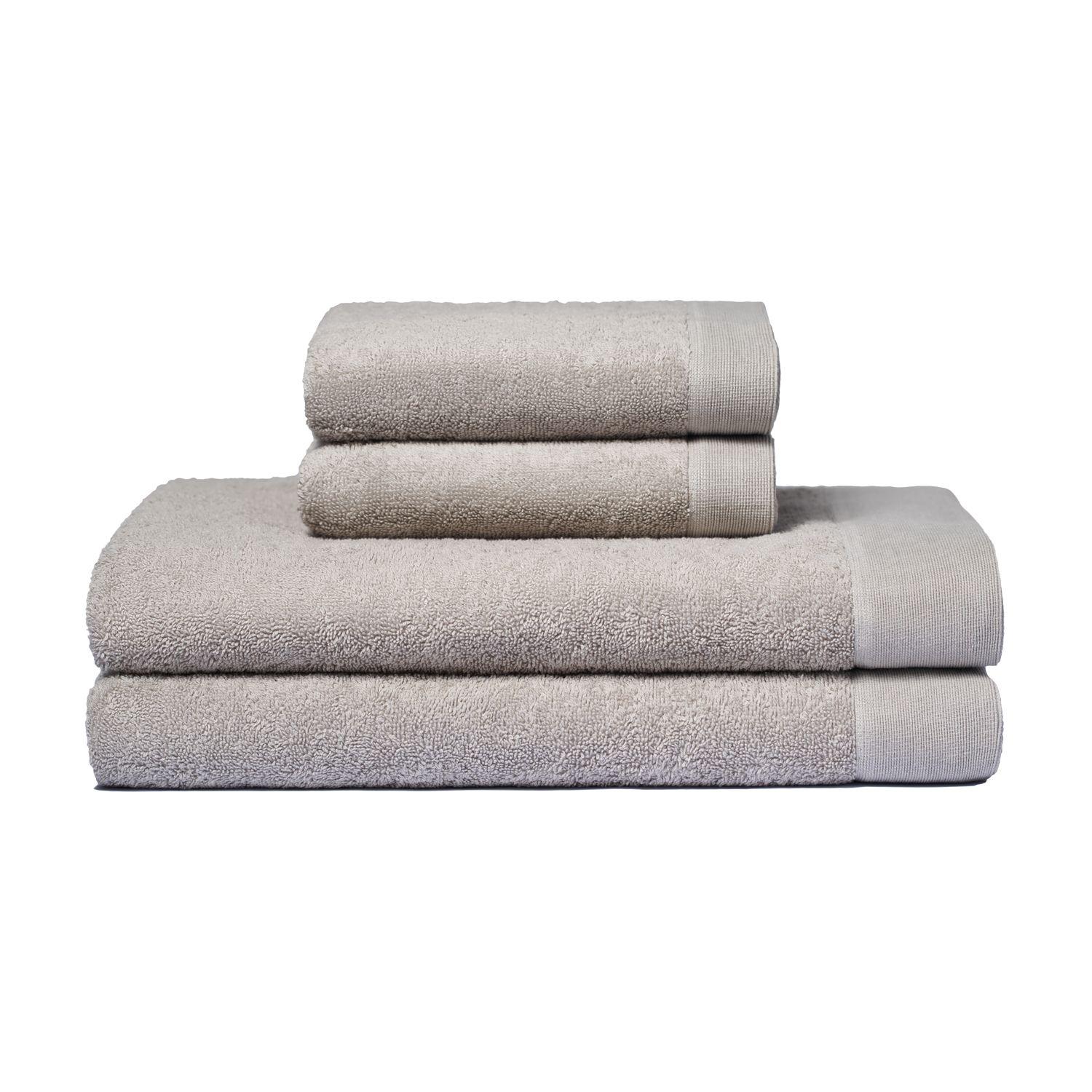 Set 2 toallas mano y 2 toallones baño Elegance gris ostra, 100% algodón, 550 gr/m2-0