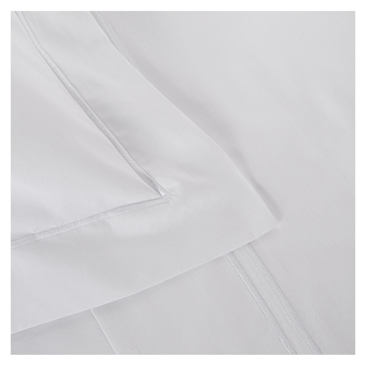 Juego sábanas 2P Premium 300 hilos 100% alg, doble festón blanco-1